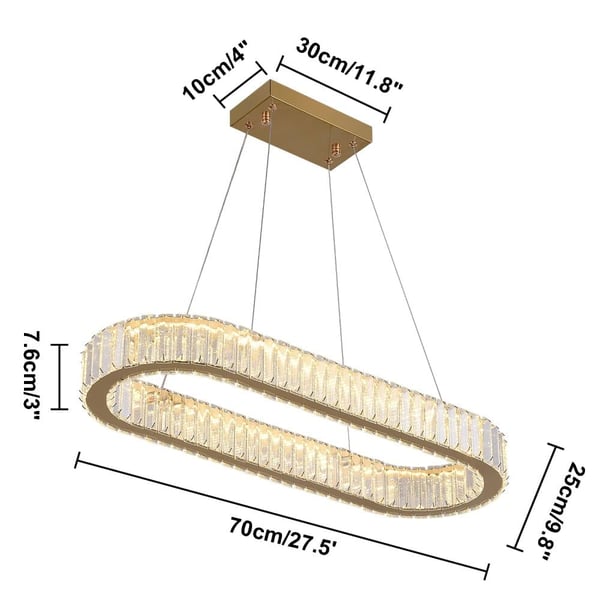 Kronleuchter, Elegant Design, Lysende Belysning,L70cm-guld, med fjernbetjening