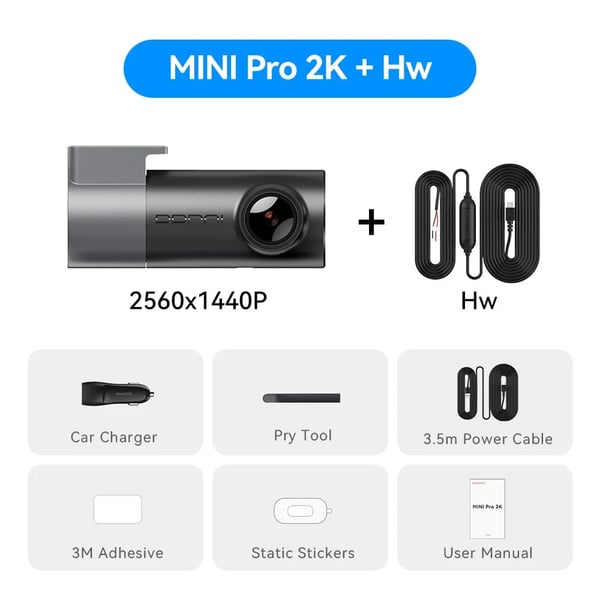 Bil Dash Cam, 2K Opløsning, Nattesyn Teknologi,MINIPro 2K n Hw, 64G SD Card-a