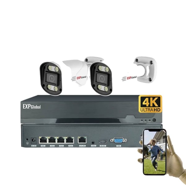 Udendørs sikkerhedskamerasystem, 5MP opløsning, smart farve natvision, kanal,1T, 1x4CH 2x5MP Kamera