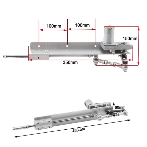Lineær aktuator, justerbar slaglængde 30-150mm, fjernbetjening, aluminiumlegering, max hastighed 120 rpm