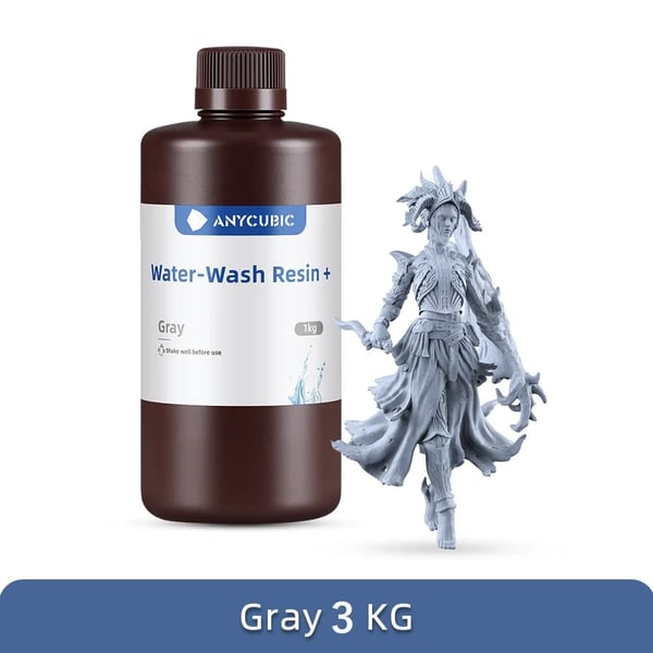 ANYCUBIC 3D Print Harpiks, Vandvaskbar Klar, UV Harpiks HD Grå,Vandvask Grå 3kg
