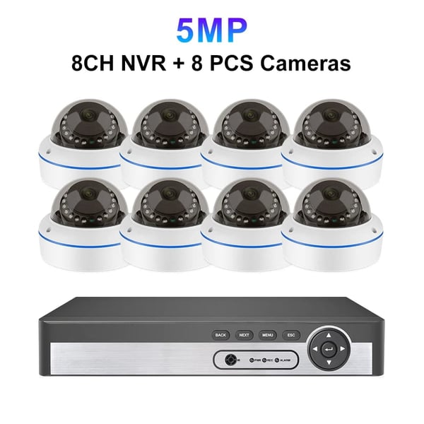 Sikkerhedskamera system, 5MP opløsning, hærværkssikker design,Ingen, 8CH NVR 8PCS KAMERAER