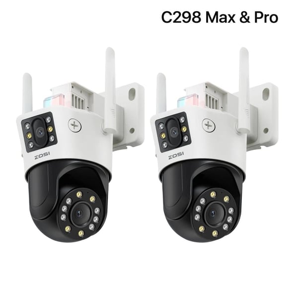 ZOSI WiFi PTZ Sikkerhedskamera, 8MP Opløsning, Dual-Lens Teknologi,C298 Max og Pro