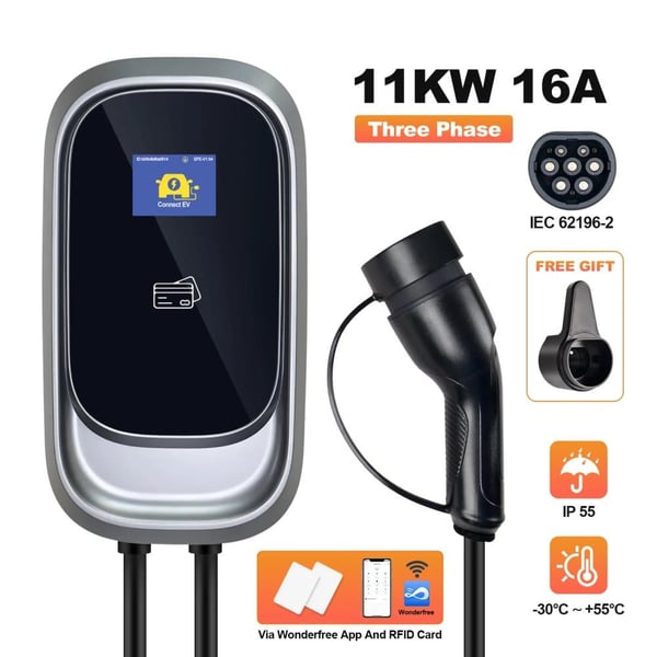 EV-ladestation, app og RFID-kontrol, fleksibel strømjustering,TYPE2, 11KW