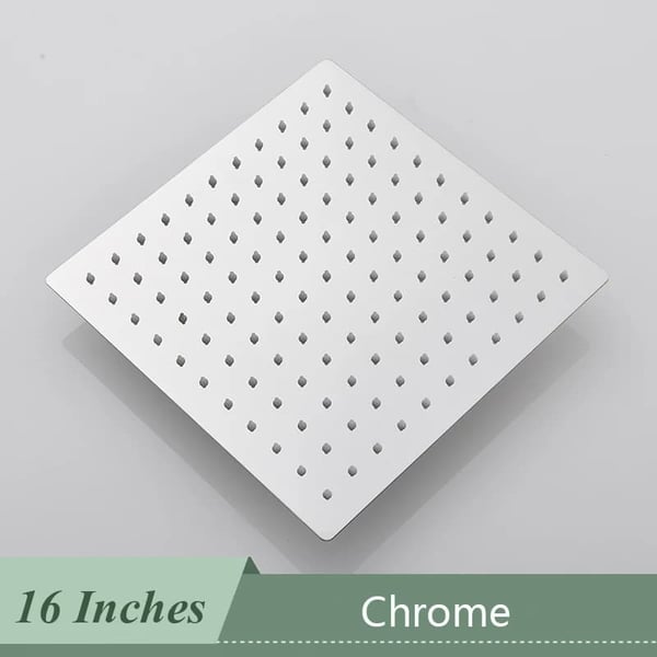 Regnbruser, Rustfrit Stål, Firkantet Design,Krom 16 tommer