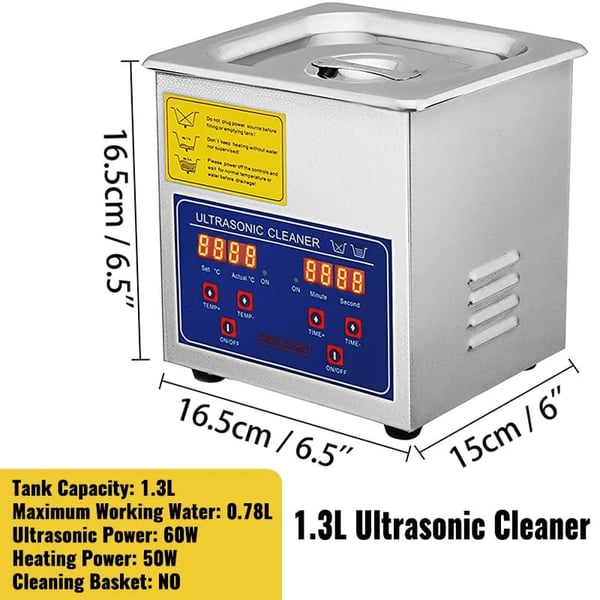 Ultralydsrenser, Digital Kontrolpanel, SUS304 Materiale,1,3 L