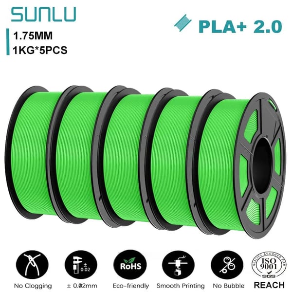 3D-printer filament, PLA-material, kompatibel med FDM-printere,PLAplus 2.0 Grøn
