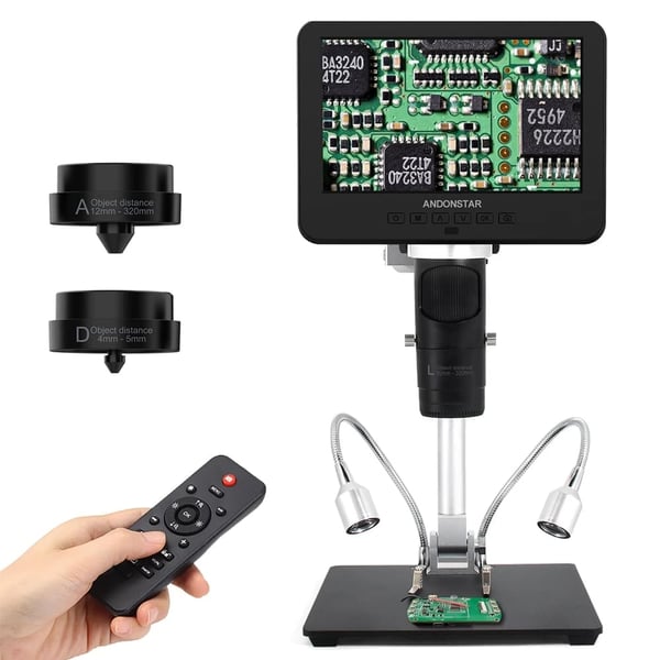 HDMI Digitalt Mikroskop, 2000X Forstørrelse, Høj Definition 4MP Sensor,AD246SM(7 tommer)