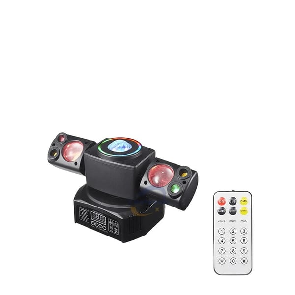 Scene Belysningseffekt, DMX Kontrol, Multi-Farvet Laser og LED Skærm,EU stik, sort