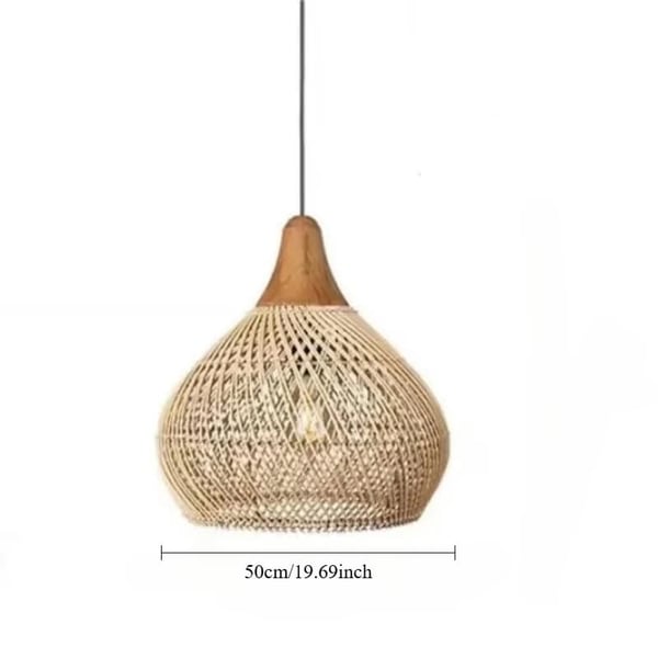 Rattan Lampeskærm, Ledning Pendel, Japansk Stil,D50, Ingen pære