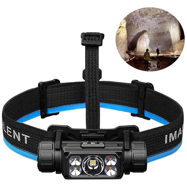 Hovedlampe, Genopladelig, 360° Strålevinkel,sort