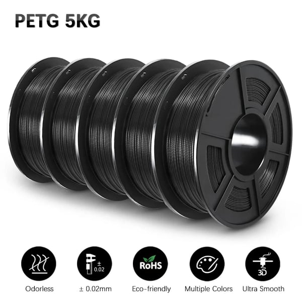 3D Filament, 1,75 mm, Miljøvenlig, 1 KG,PETG Sort
