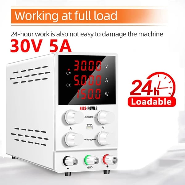 DC Strømforsyning, 30V Udgange, 10A Strøm,(30V5A)hvid