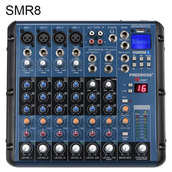 Mixerpult, 6 kanaler eller 8 kanaler, Bluetooth lydmixer,8-kanals EU STIK