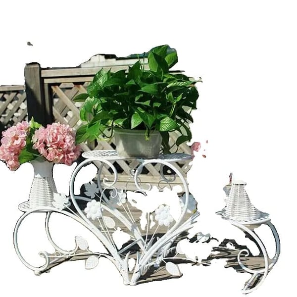 Plante Stativ, Rustfrit Metal, 4 Potte Display, Hvid