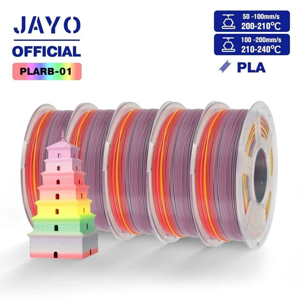 JAYO 3D Filament, Triple Farve, Høj Lagvedhæftning,PLA Regnbue 01