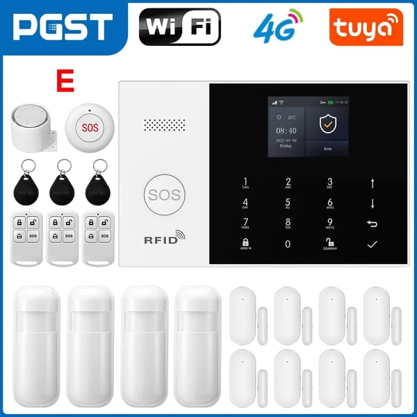 Smart Alarm System, Mobil Kontrol, Bevægelsesdetekteringssensorer,EU-stik, E