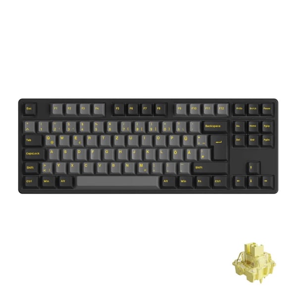 Mekanisk Gaming Tastatur, ISO DE Layout, Hot-Swappable Kontakter,V3 Pro Fløde Gul