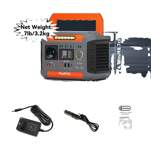 Flashfish Kannettava Voimalaitos, 288.6Wh Kapasiteetti, 230V AC Ulostulo,230V EU