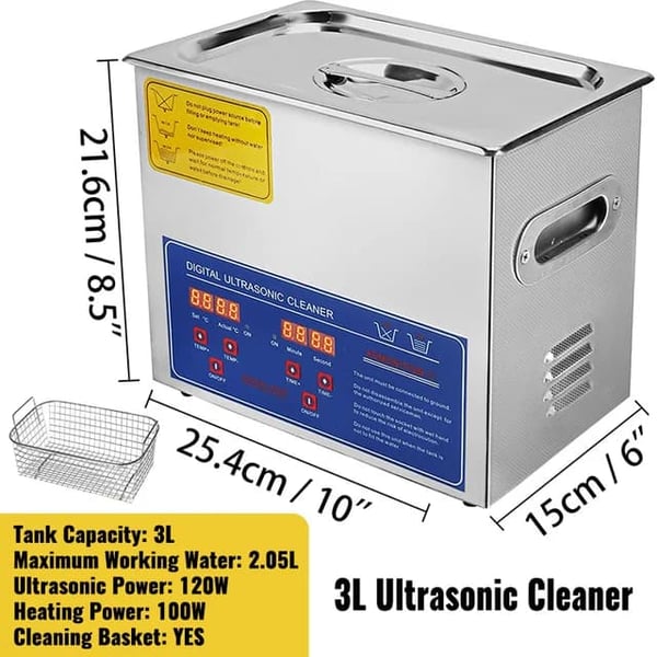 Ultraljudsrenare, Digital Kontrollpanel, SUS304 Material, 3L
