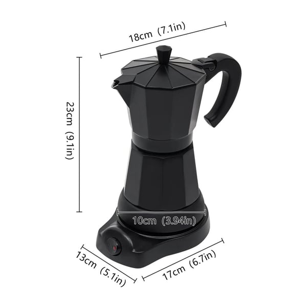 Moka Kaffekande, 300 ml kapacitet, 480 W effekt, moderne design,sort