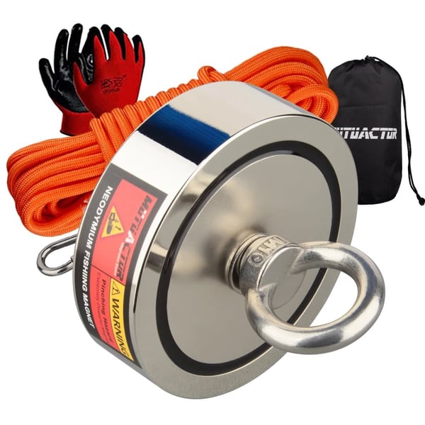 Neodymium Fiskemagnet, 250KG Dobbelt-Sidet Træk, Holdbar Konstruktion,Magnetisk tiltrækningskraft, 350KG 2 sider
