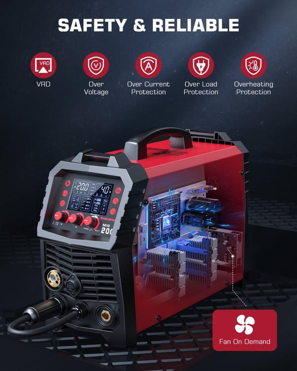 MIG Svejsemaskine 6-i-1, Synergi Kontrol, 200A Output