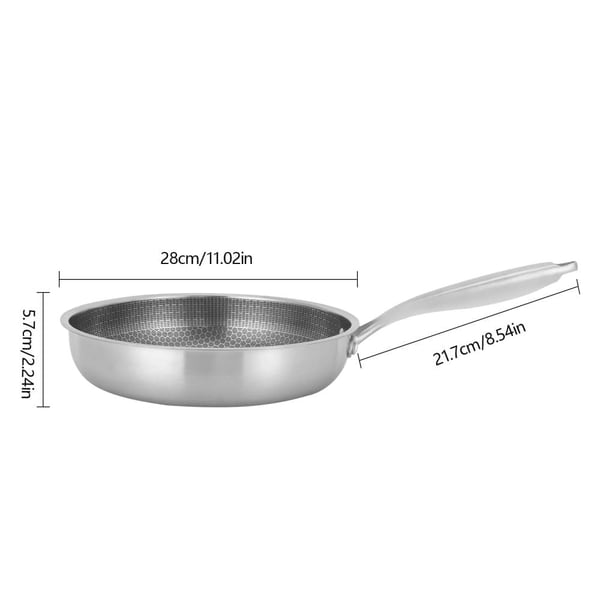 Non-Stick Stegepande, 410 Rustfrit Stål, Letvægtsdesign, Jævn Opvarmning,28CM