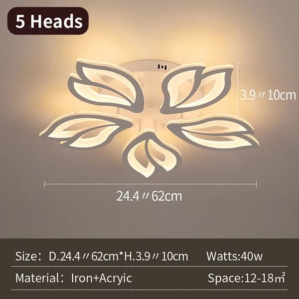Loftlampe Lysekrone, Akrylmateriale, Geometrisk Design, 5 hoveder, Kold Hvid