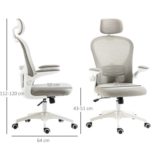 Kontorstol, Justerbar højde 40-50 cm, Belastningskapacitet 120 kg, 4D rygstøtte, Åndbart meshmateriale, Inkluderer montering