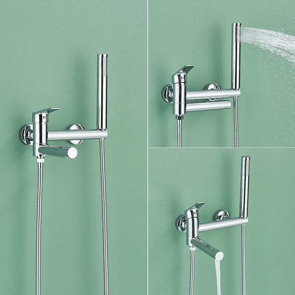 Badekar Brusearmatur Blander, Enkelt Håndtag, Nutidigt Design med Drejelig Tud,Chrome B1