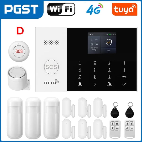 Smart Alarm System, Mobil Kontrol, Bevægelsesdetekteringssensorer,D, EU-stik