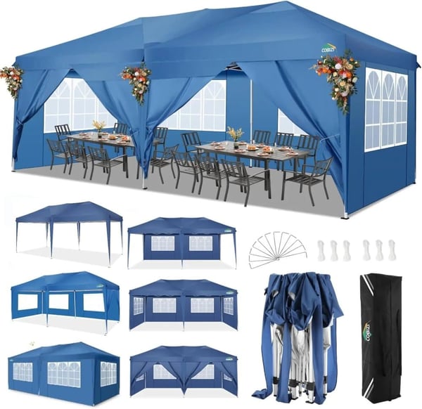 Pavillon, Vandtæt, Justerbar Højde,3x6m, Blå