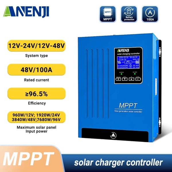 Solcellelader, MPPT-teknologi, Smarte funktioner,48V 100A, ANJ-48V-100A MPPT