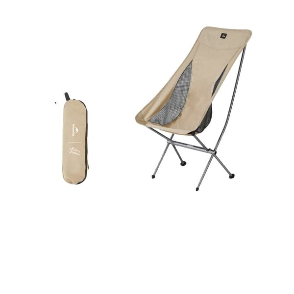 Sammenklappelig stol, ultralet aluminiumlegering, ergonomisk rygstøtte,Dune brun L
