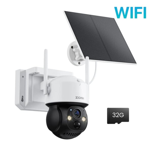 Udendørs batterikamera, 4MP opløsning, 360° panorering og vippe,WiFi x 32GB