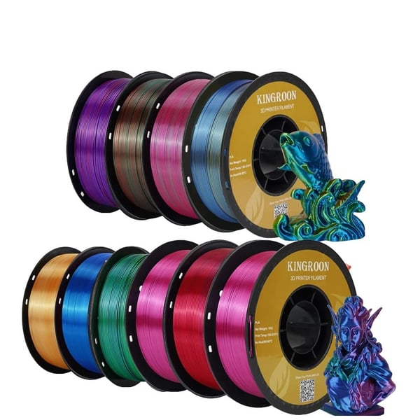 PLA/Silk PLA 3D-printer filament, 1,75 mm diameter, 190-230°C printtemperatur,10 kg silkemix farve