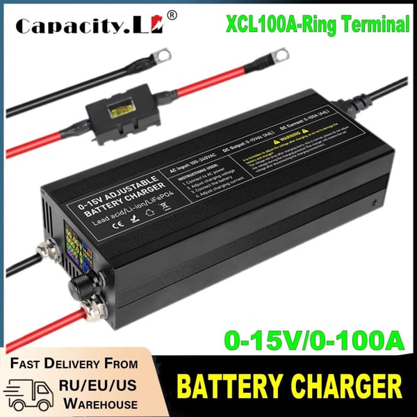 Lifepo4 Oplader, Justerbar Spændingsudgang, Høj Strømkapacitet,XCL100A-R, 12V, EU-stik