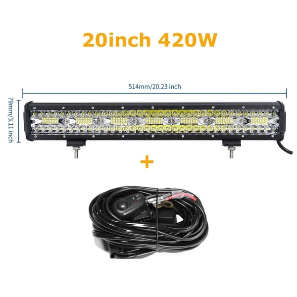 LED Lysbar, Høj Lysstyrke, Vandtæt Design,20in 420W med ledning