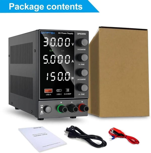 DC Virtalähde, USB-A/Type-C Nopea Lataus, Korkean Tarkkuuden Näyttö,DPS305U 30V 5A