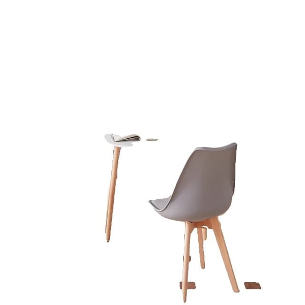 Spisebordssæt, rundt design, PU-pude, Grå Spisesæt