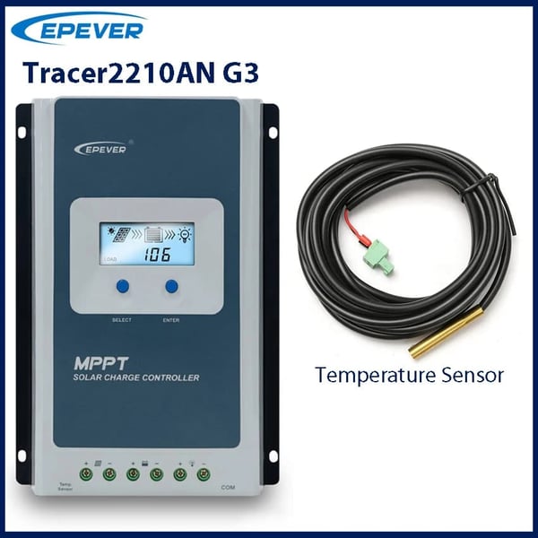 Solcellelader, MPPT-teknologi, Realtidsmonitorering,20A, 12V 24V, med sensor