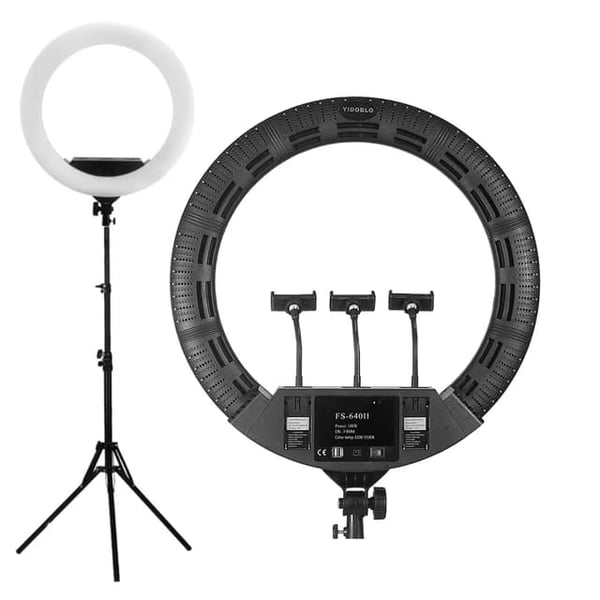 Ring Light -lamppu, 22 tuuman koko, 100W teho, Musta