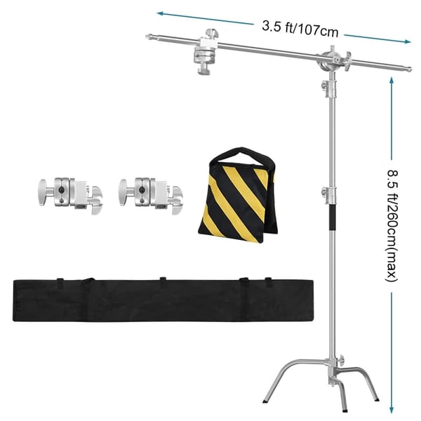 Fotografering C-Stand, 8,5 ft Højde, 20 kg Belastningskapacitet,8,5ft c-stand