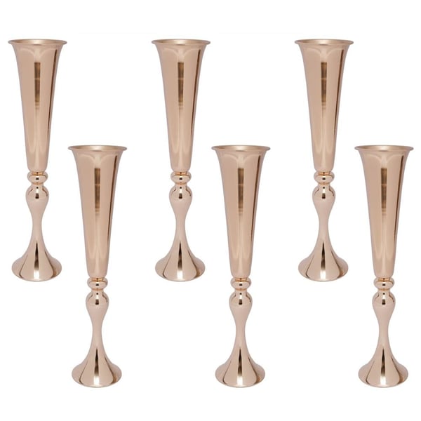 Guld Trumpet Vaser, Holdbar Jernkonstruktion, Elegant Udbredt Design,Guld