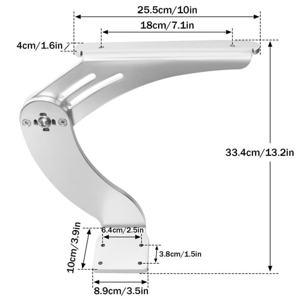 Aluminium Båd Pivot Flip-Up Armlæns Sæt, Låseknap, 90º Rotation