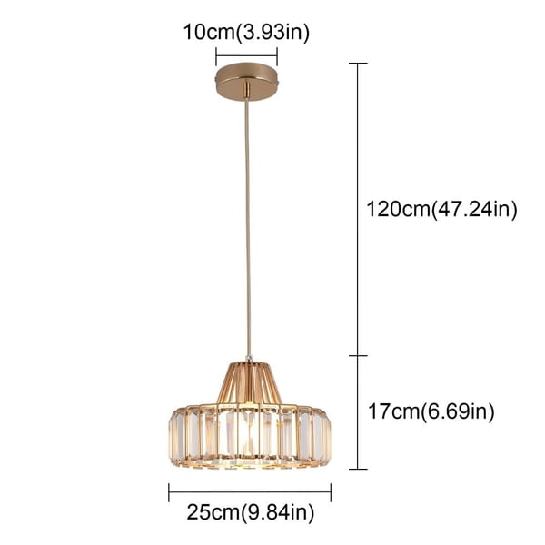 Moderne Pendellampe, E27 LED-pærer inkluderet, stilfuldt jern- og krystaldesign,Guld