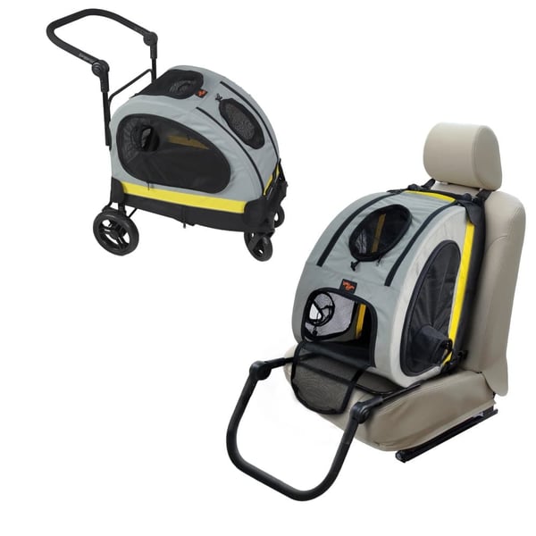 Pet Travel Cart, 2-i-1 Bilsæde, Sammenklappeligt Design,S, Grå
