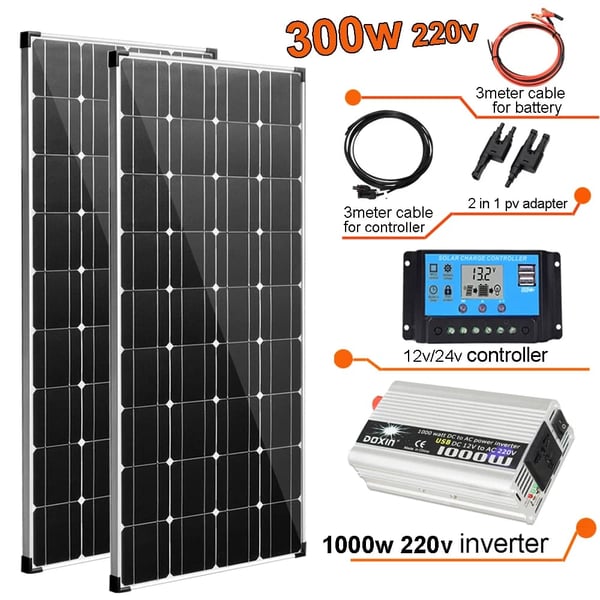 Solcellekit til autocampere og hjem, høj effektivitet, holdbar aluminiumsramme,300W 220V 1000W300W 220V 1000W
