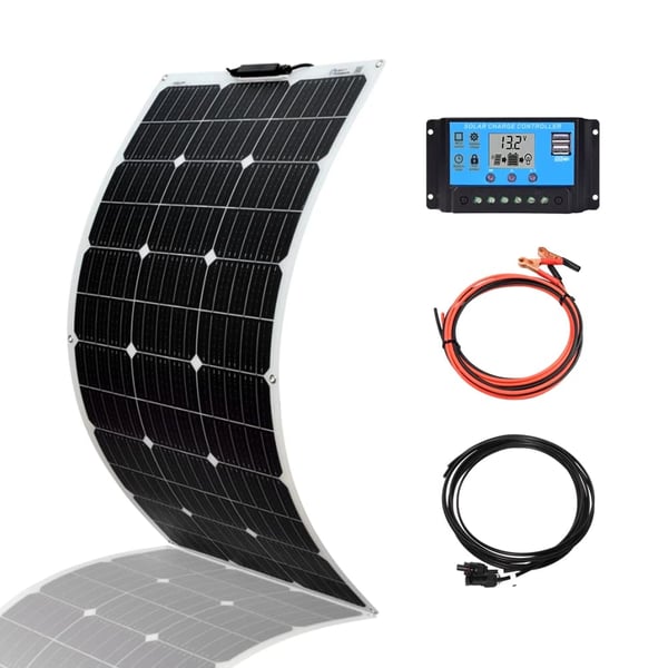 Fleksibelt solpanel kit, 200W effektudgang, høj effektivitet, perfekt til brug i autocampere og off-grid anvendelse,100W Sæt